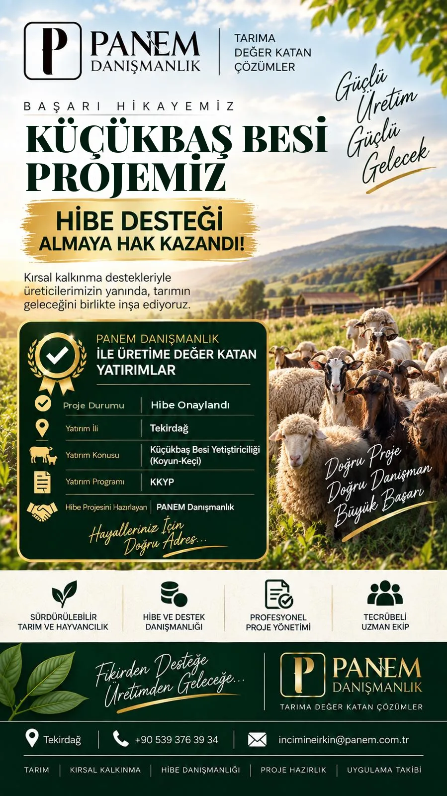 Küçükbaş besi projesi afişi: hibe desteği almaya hak kazandı