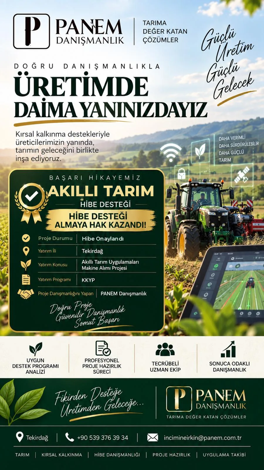 Akıllı tarım makine alımı projesi afişi: hibe desteği almaya hak kazandı
